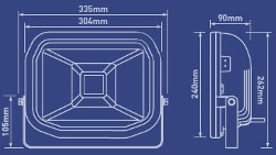 dimensioni faretto 50W led